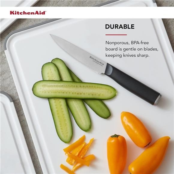 Classic Plastic Cutting Board, 11 inch x 14 inch, White and Gray - Picture 5 of 8